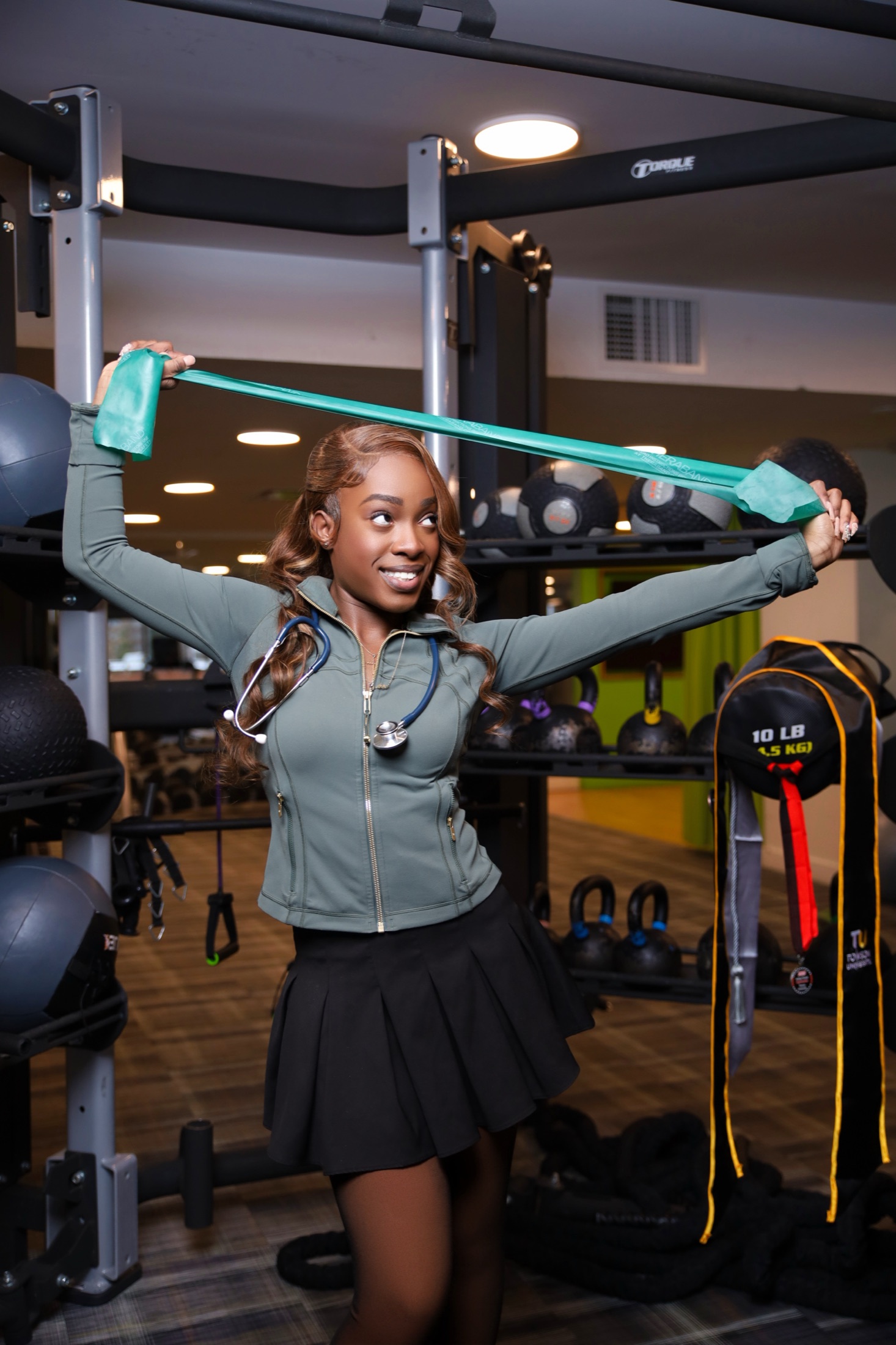 Fitness branding portrait in gym setting